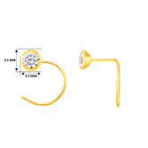 22K Yellow Gold Cubic Zirconia Small Classic Nose Pin with Wire with gold weight of 0.15g